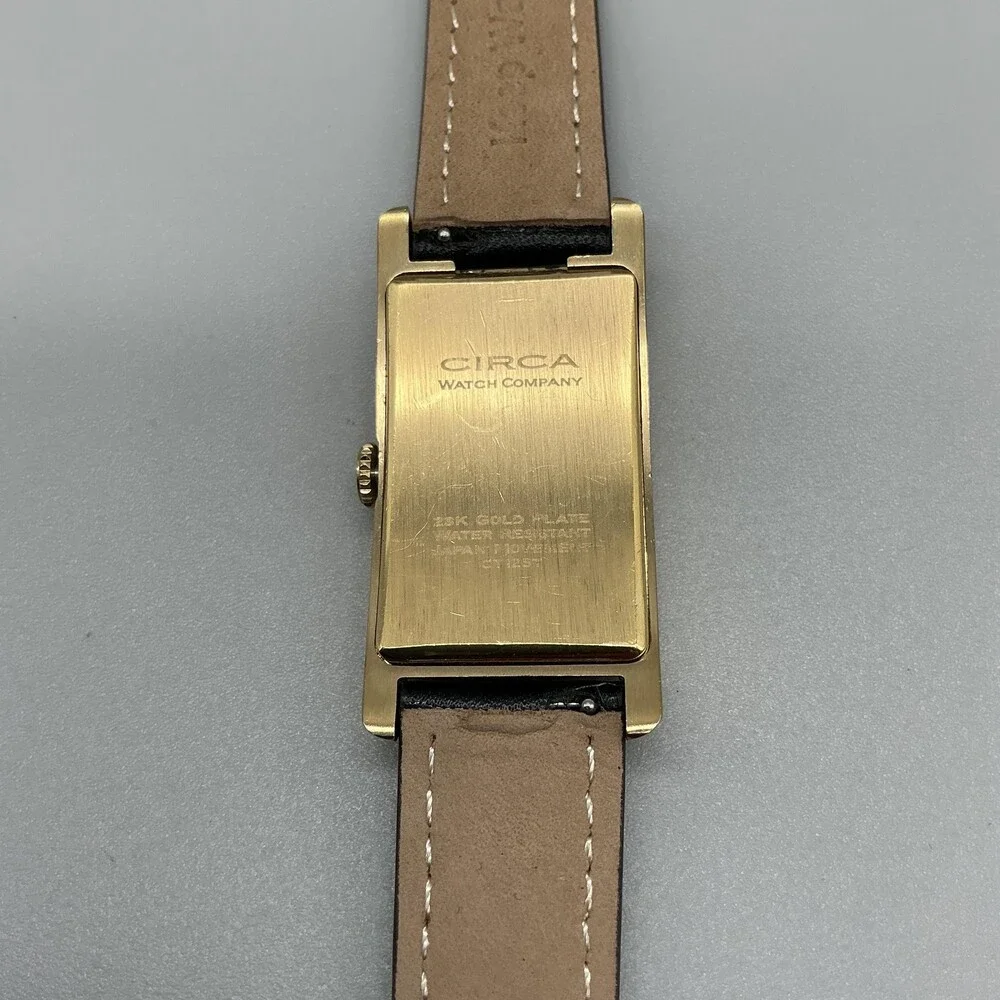 Circa Watch Company Mens Watch 24mm Blue Dial Gold Plated Leather New Battery